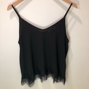 Black crop lace cami